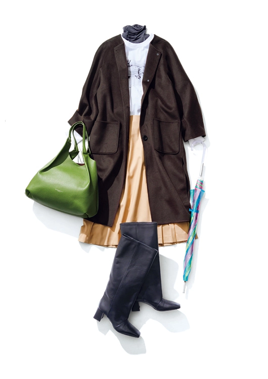 雨模様の日はあったかレイヤードで出勤