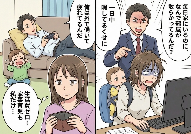 「一日中家にいるなら当たり前だろ」在宅ワークで育児もこなす私を「ニート」呼ばわりするモラハラ夫！我慢の限界を迎えて最後の手段を使おうとすると？のメイン画像