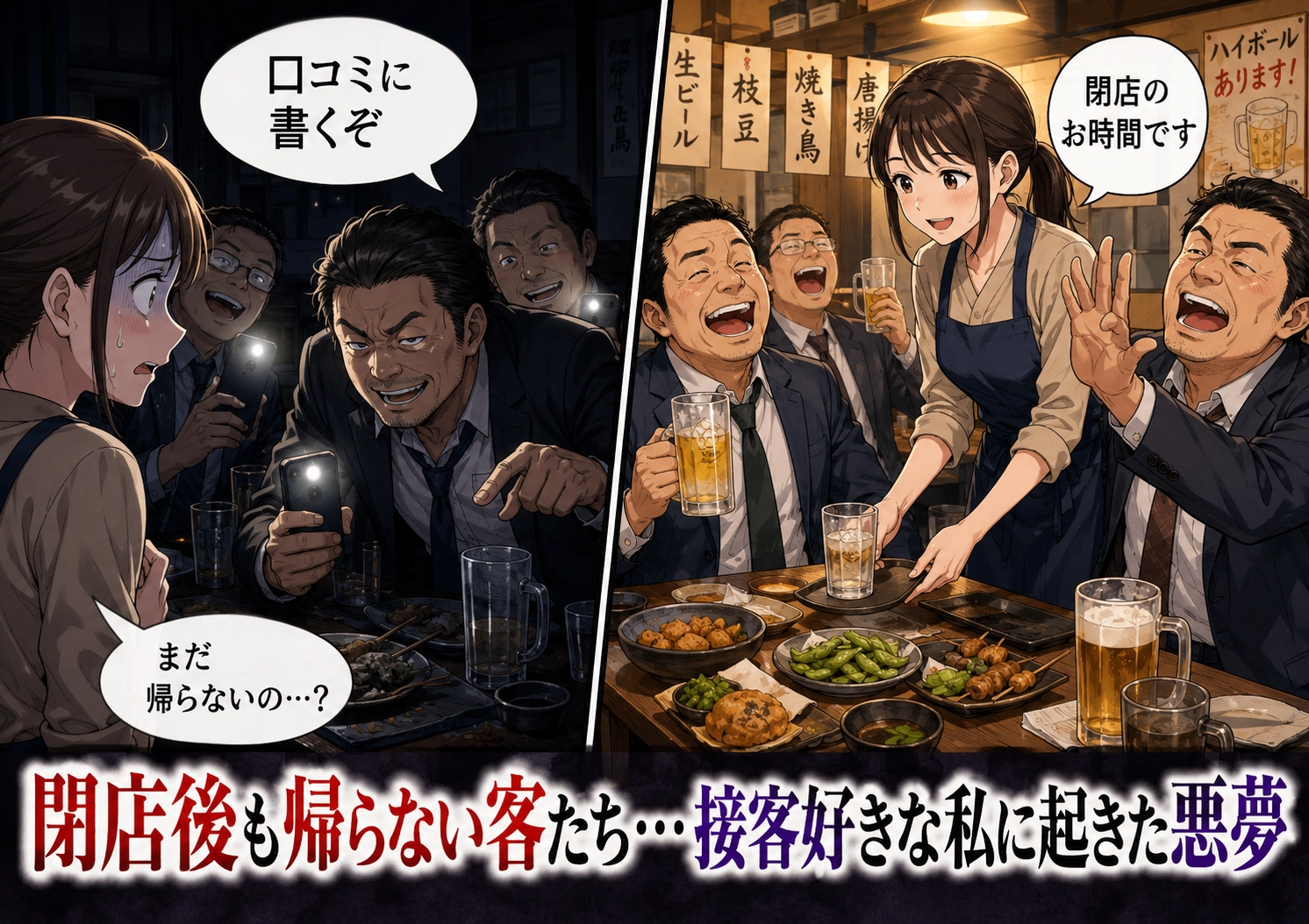閉店後も居座る迷惑客に、まさかの〝最強助っ人〟が登場！？口コミサイトで脅され、追い詰められた店員が目にした衝撃の結末！のメイン画像