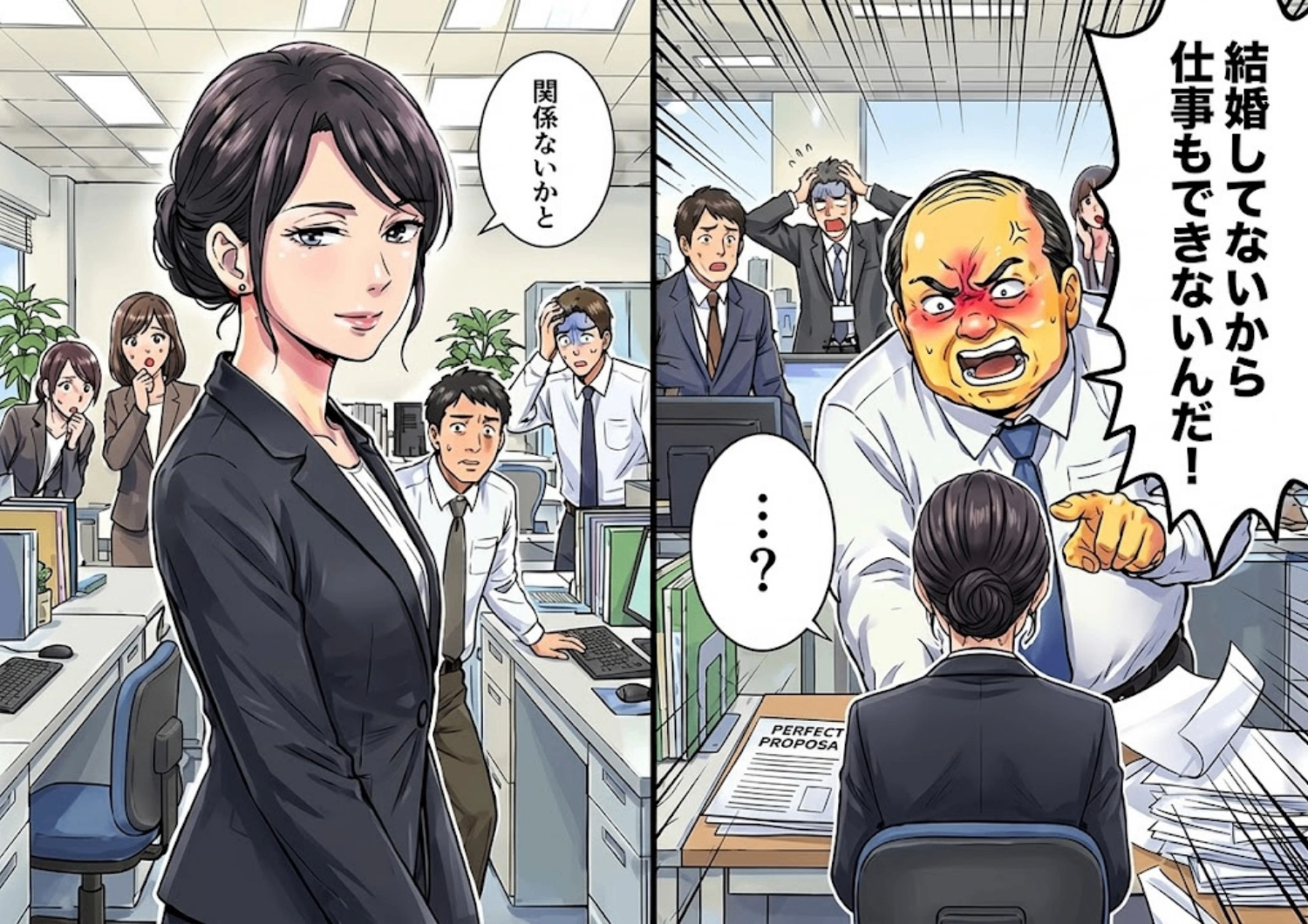 常に社員の交際状況を詮索し「結婚してないから仕事もできない」と暴言を吐く最悪な恋愛脳上司。理不尽な標的にされた優秀な先輩が取った、予想外すぎる反撃の手段とは！？のメイン画像