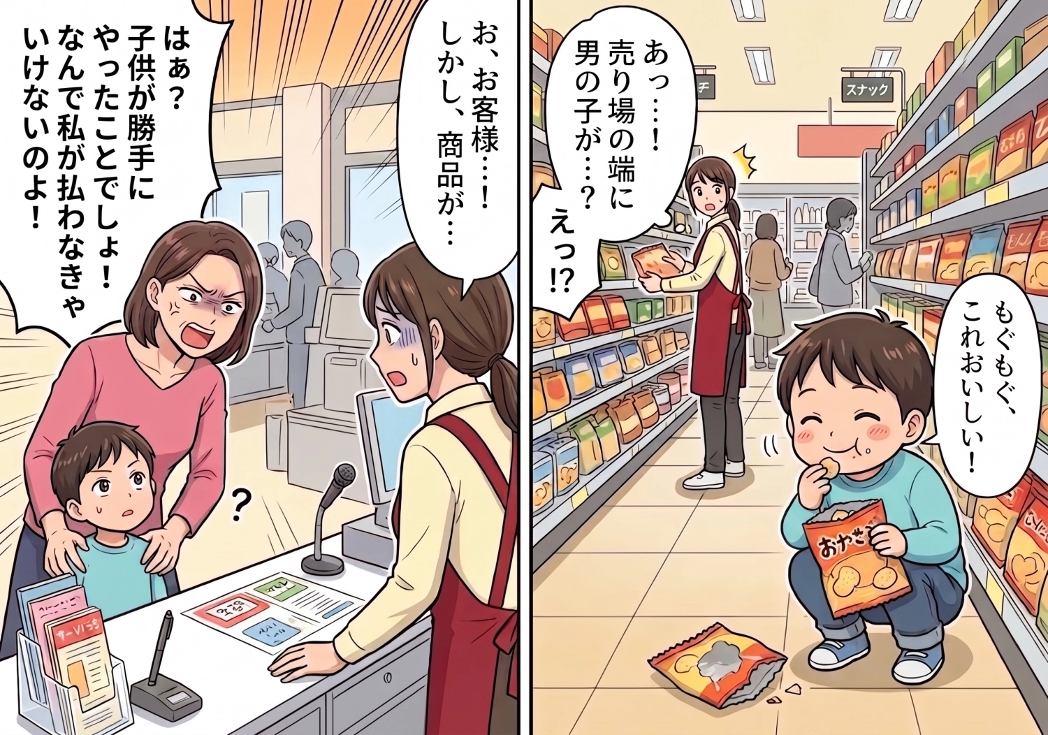 スーパーで働く私が遭遇した、売り物の袋を勝手に開けてお菓子を食べる男の子。親を呼び出すと現れたのは、とんでもない非常識な母親で・・・！？のメイン画像