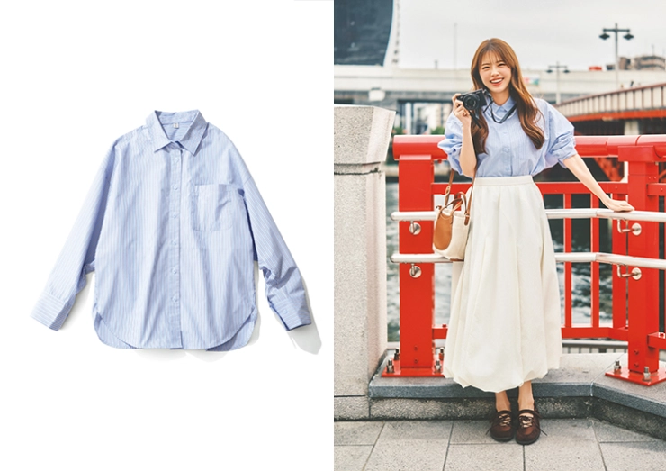 andGIRL春号 着回しスペシャル 後輩OLゆうか 登場回数2位 ストライプシャツ