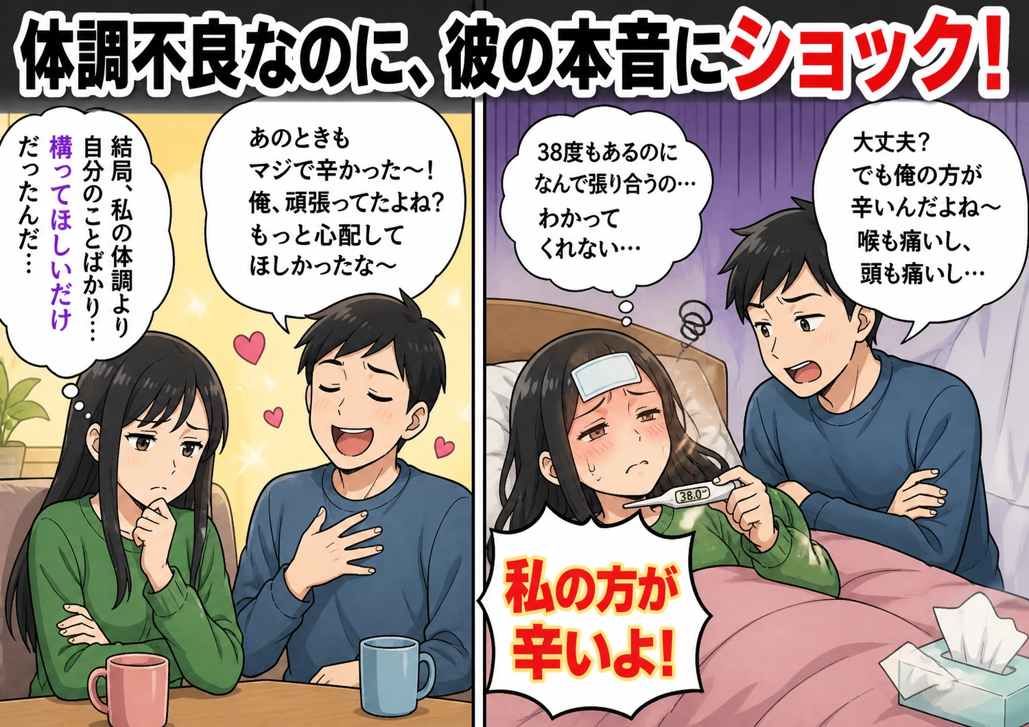 彼氏が風邪で張り合ってくる!?体調不良の中で見えた真実のメイン画像