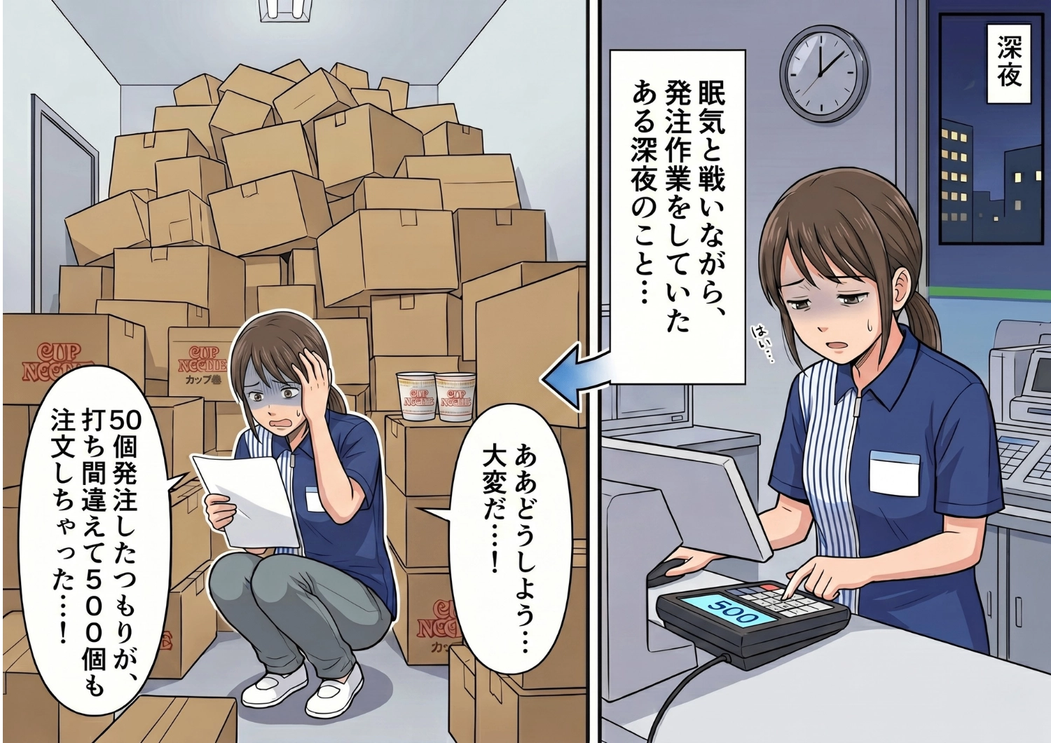 コンビニバイトの退屈な日常が一変！？発注ミスで届いた500個のカップラーメンを前に絶望した私を待ち受けていた、信じられない運命とは・・・？のメイン画像