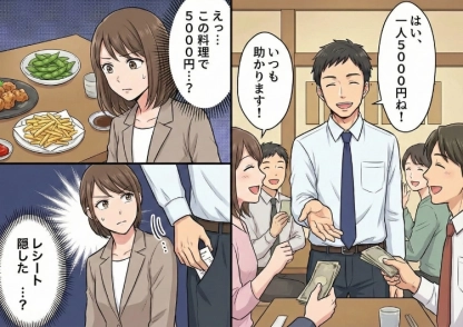 「今日の会費は5000円ね！」新人でもないのに幹事を率先して引き受ける先輩。チェーン店にも関わらず高い会費に疑問を持っていたら、ある疑惑が浮上してきて・・・