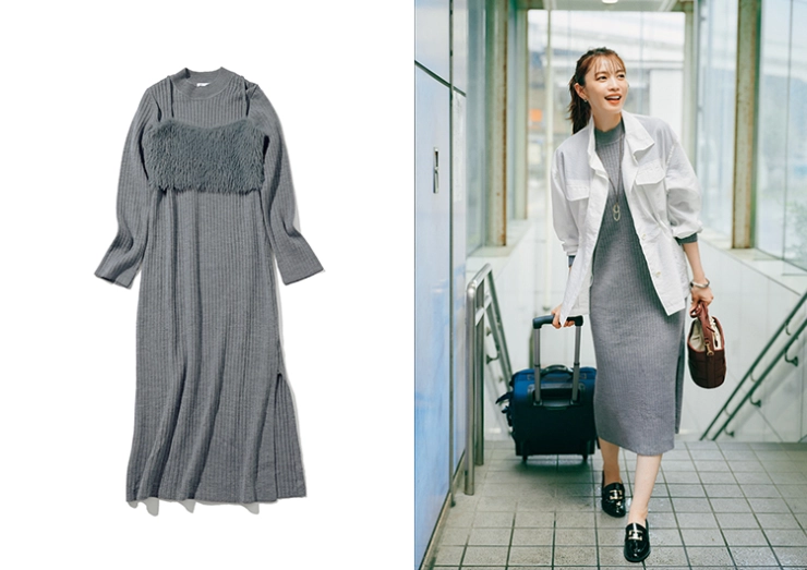 ビスチェ付きニットワンピース