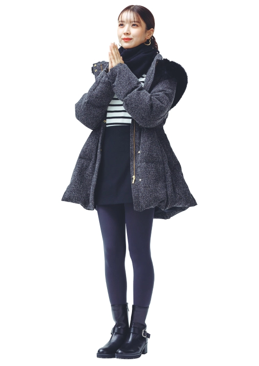 大人可愛いペプラムダウンならスタイルアップも狙えます 大人可愛いペプラムダウンならスタイルアップも狙えます