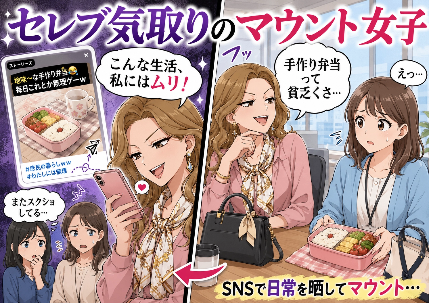 「手作り弁当は貧乏くさい」と見下す自称セレブなマウント女子。嘘がバレた彼女の行動が引き起こした、世間をざわつかせた驚きの作戦・・・のメイン画像