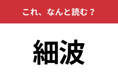 【細波】はなんと読む？誰もが納得する読み方かも？