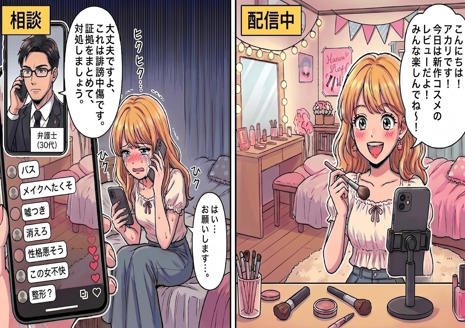 「ブスすぎ!メイク下手すぎw」動画配信をするたびに届く執拗なアンチコメント。限界を迎えた私が犯人を特定しようとしたら、全く予想外の人物に辿り着き・・・!?のメイン画像