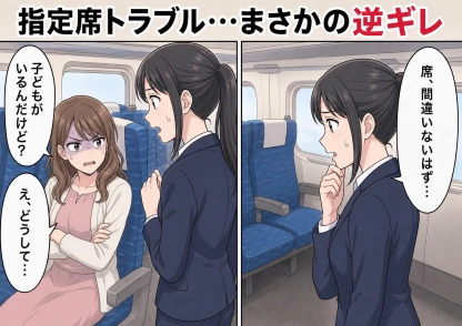 「子どもがいるんだから譲るのが普通でしょ」私が予約した新幹線の指定席に座り込む親子!チケットを見せても「この子がかわいそう」と逆ギレ→車内の視線がいっせいに私へ集まって・・・