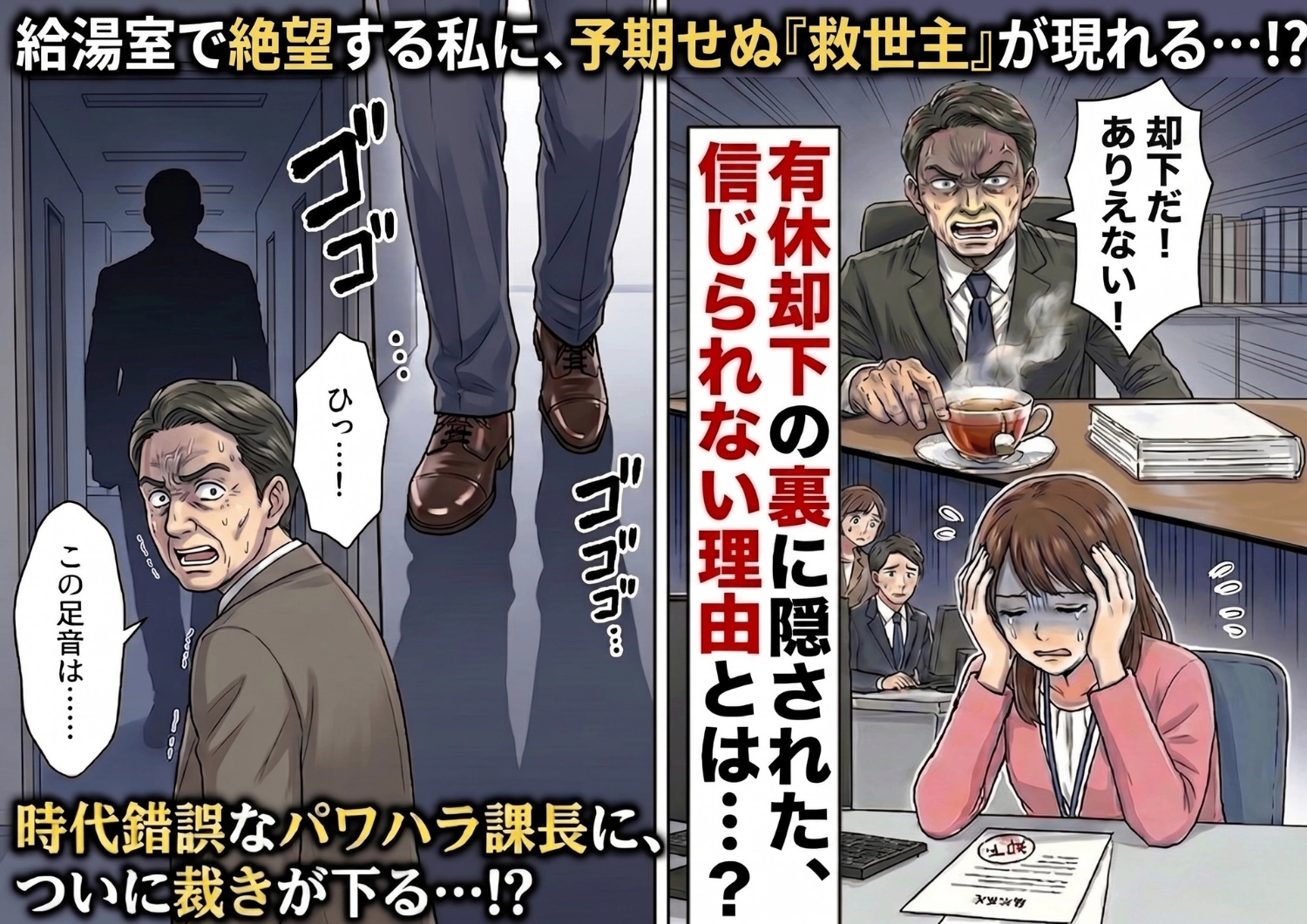 後編／「君が休んだらお茶汲みは誰がやる？」有休申請を即座に却下したパワハラ課長の時代錯誤な一言に絶望・・・しかし事態は思わぬ方向へ！のメイン画像