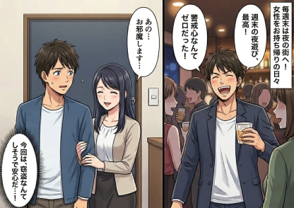 警戒心ゼロで夜遊び三昧のアラサー男子に訪れた悲劇・・・いつものようにお持ち帰りした女性のまさかの正体とは！？