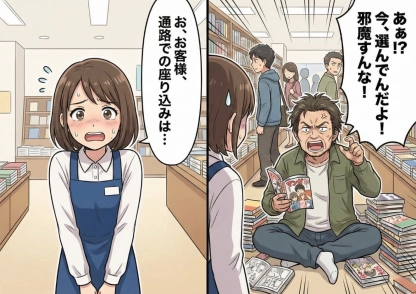 「この本を買うかどうかじっくり考えてんだよ！」床に座り込んで本を読み漁る迷惑客。まさかの対応で反撃→顔を真っ赤にして退散させた話