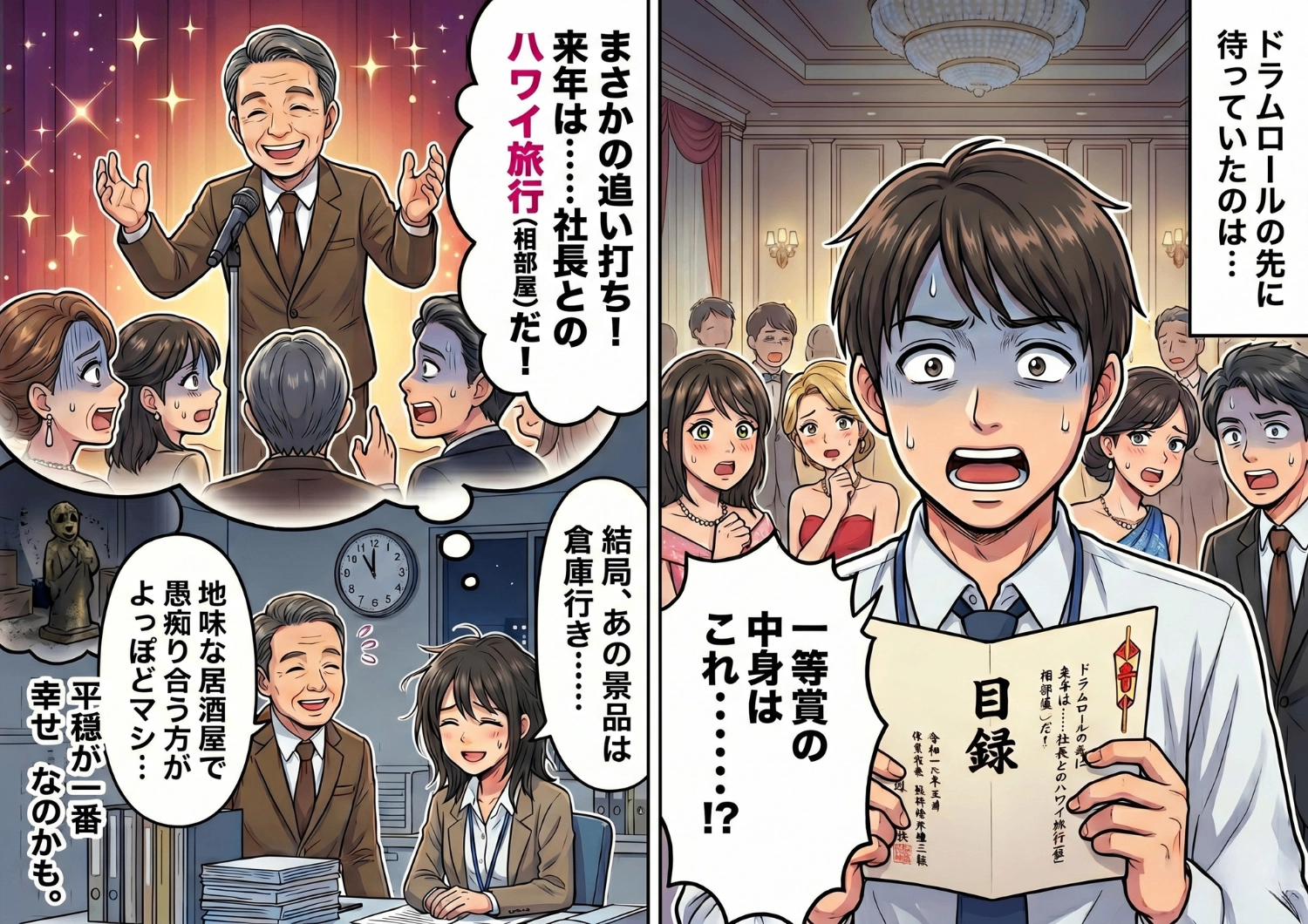 後編／残業続きの私に上司が語った「バブリーすぎる忘年会」の体験談。全員に豪華景品があるのに、一等だけ異次元すぎた理由・・・のメイン画像
