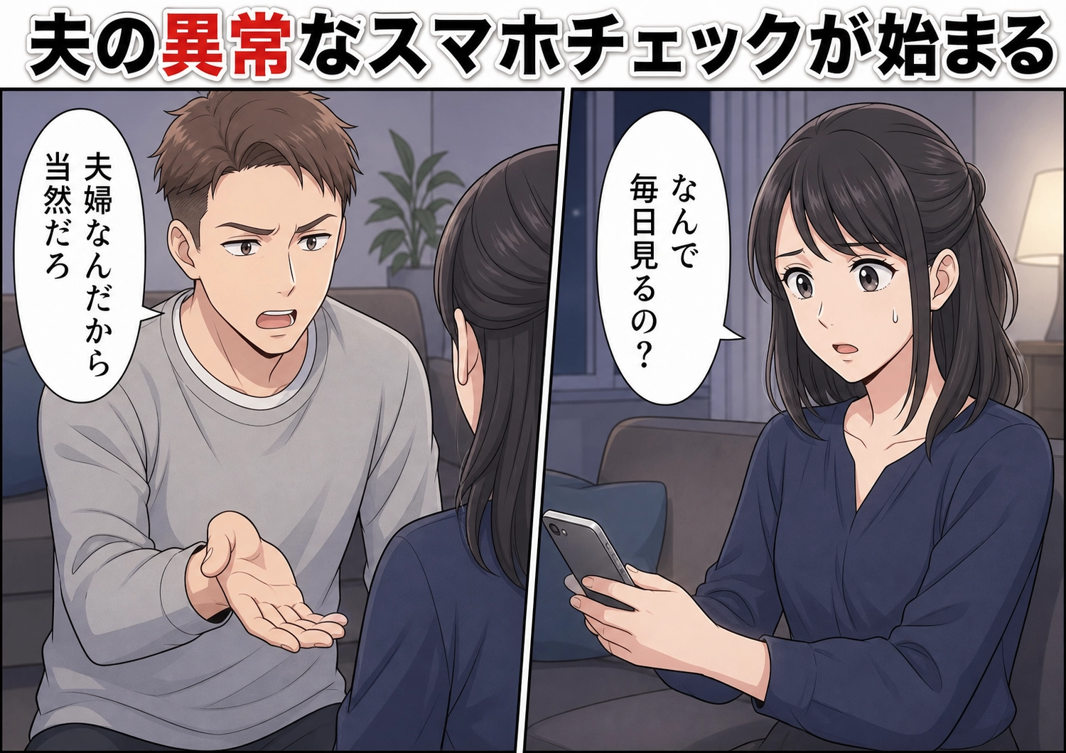 「俺のは社外秘とかあるから」私のスマホは毎晩チェックするのに自分のは絶対に見せない夫!ある日夫のスマホに「明日も奥さん19時まで仕事だよね?」と通知→調べてみると・・・のメイン画像