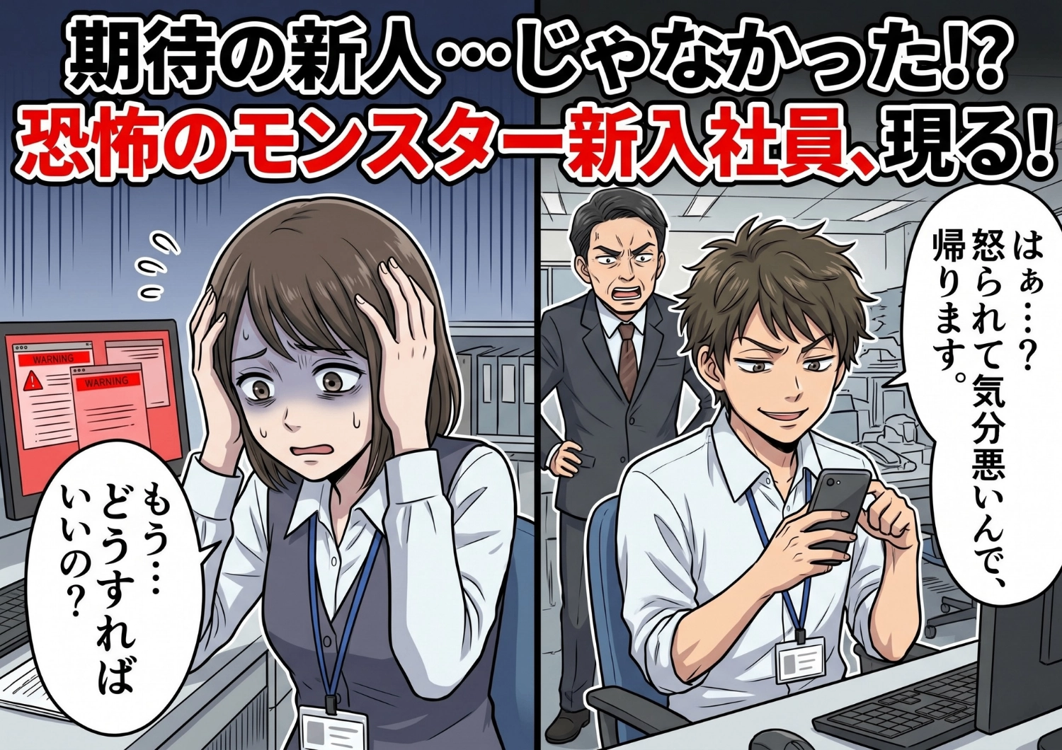 連絡無視は当たり前！？職場の空気を凍らせる「モンスター新入社員」に振り回される日々・・・彼のあり得ない大失敗が引き起こした、予想外すぎる結末とは？のメイン画像