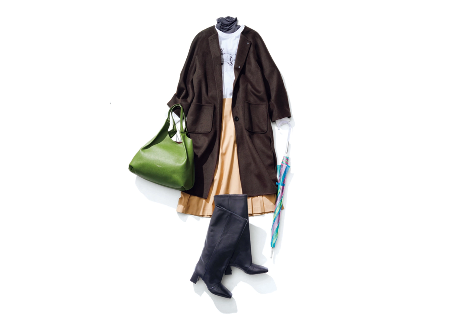 忘年会がある華金でも安心!チェックパンツ×ロングコートで上品に防寒できる通勤コーデ【毎日コーデ】