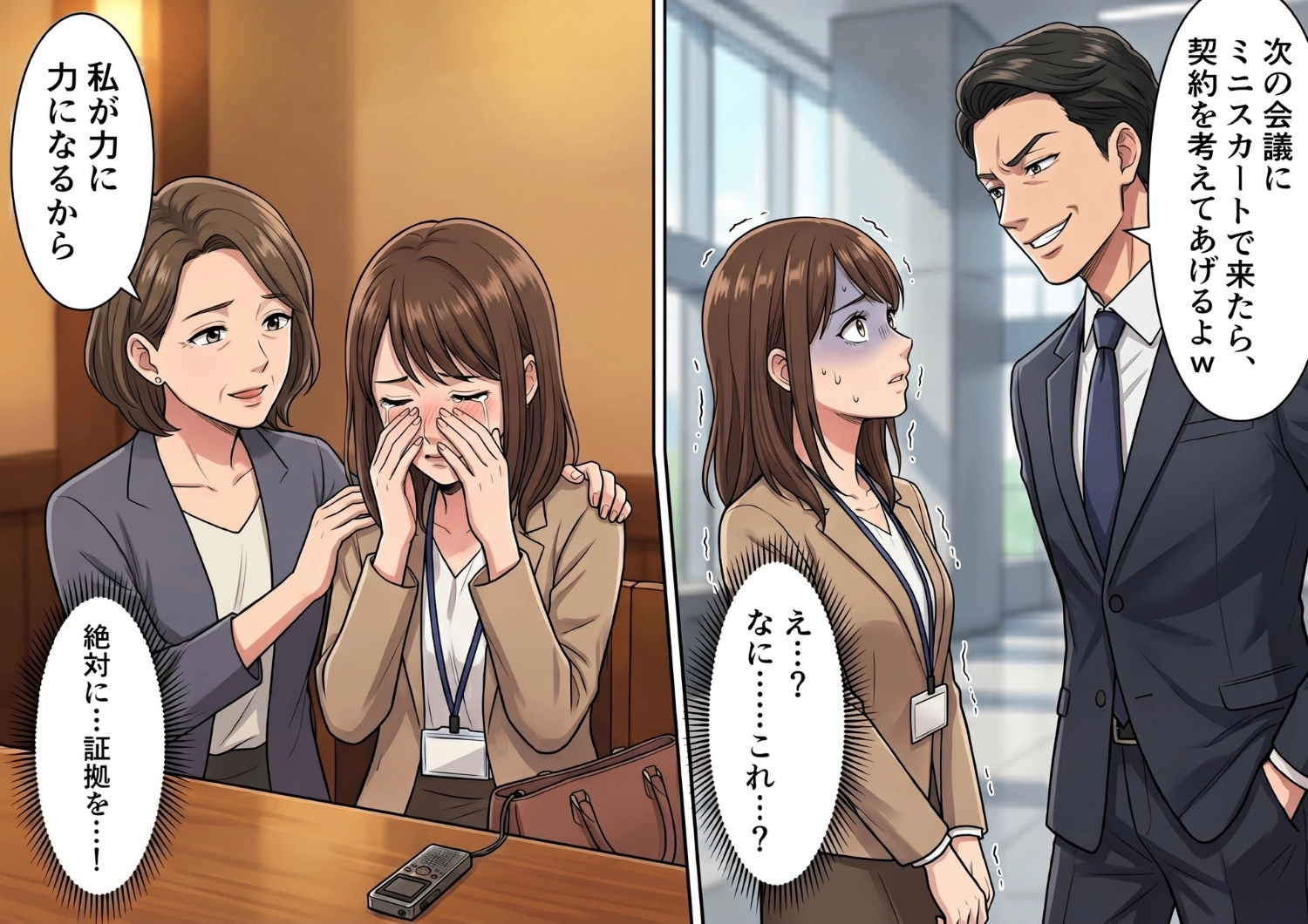 「ミニスカなら契約する」営業先の最悪セクハラ男に言い逃れされた私。動かぬ証拠のほかに用意した、まさかの秘密とは・・・!?のメイン画像