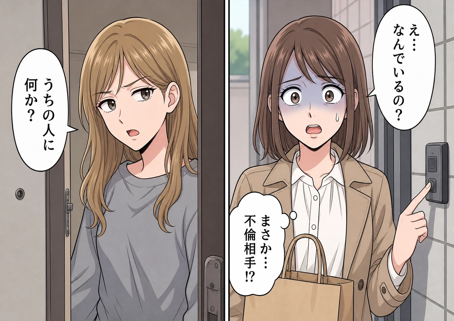 「うちの人に何かご用ですか?」「忙しい」と3か月も帰らない単身赴任中の夫!義母の届け物を持って連絡なしで訪ねると、インターホンに出たのは知らない女性→問い詰めると2人の言い訳が食い違い・・・のメイン画像