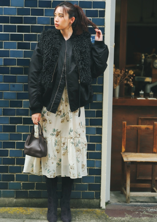 ファージレ×ブルゾンの最旬甘辛MIXレイヤード ファージレ×ブルゾンの最旬甘辛MIXレイヤード