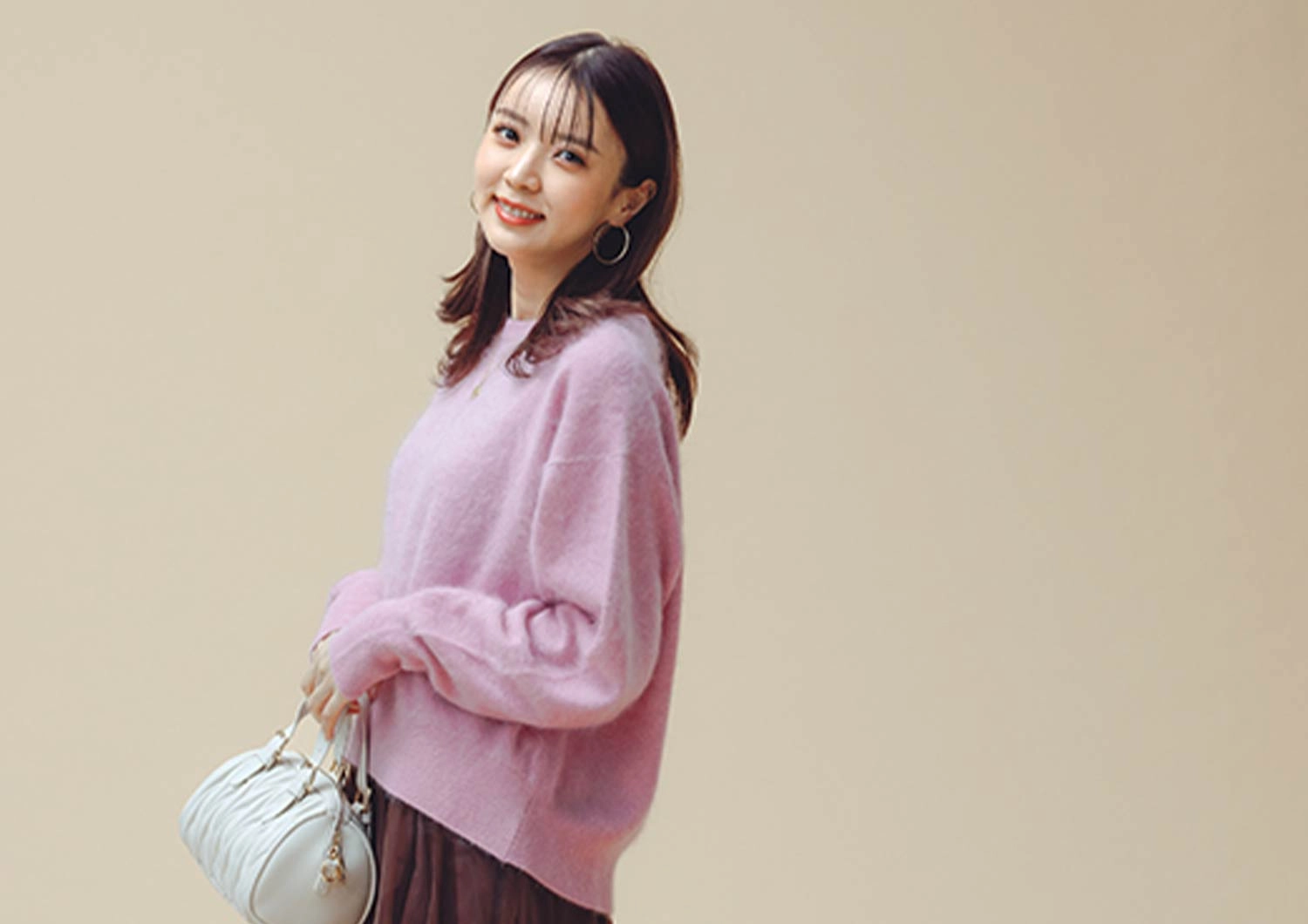 春は桜ピンクが気分♡ブラウン合わせでこなれる甘通勤コーデ【毎日コーデ】のメイン画像