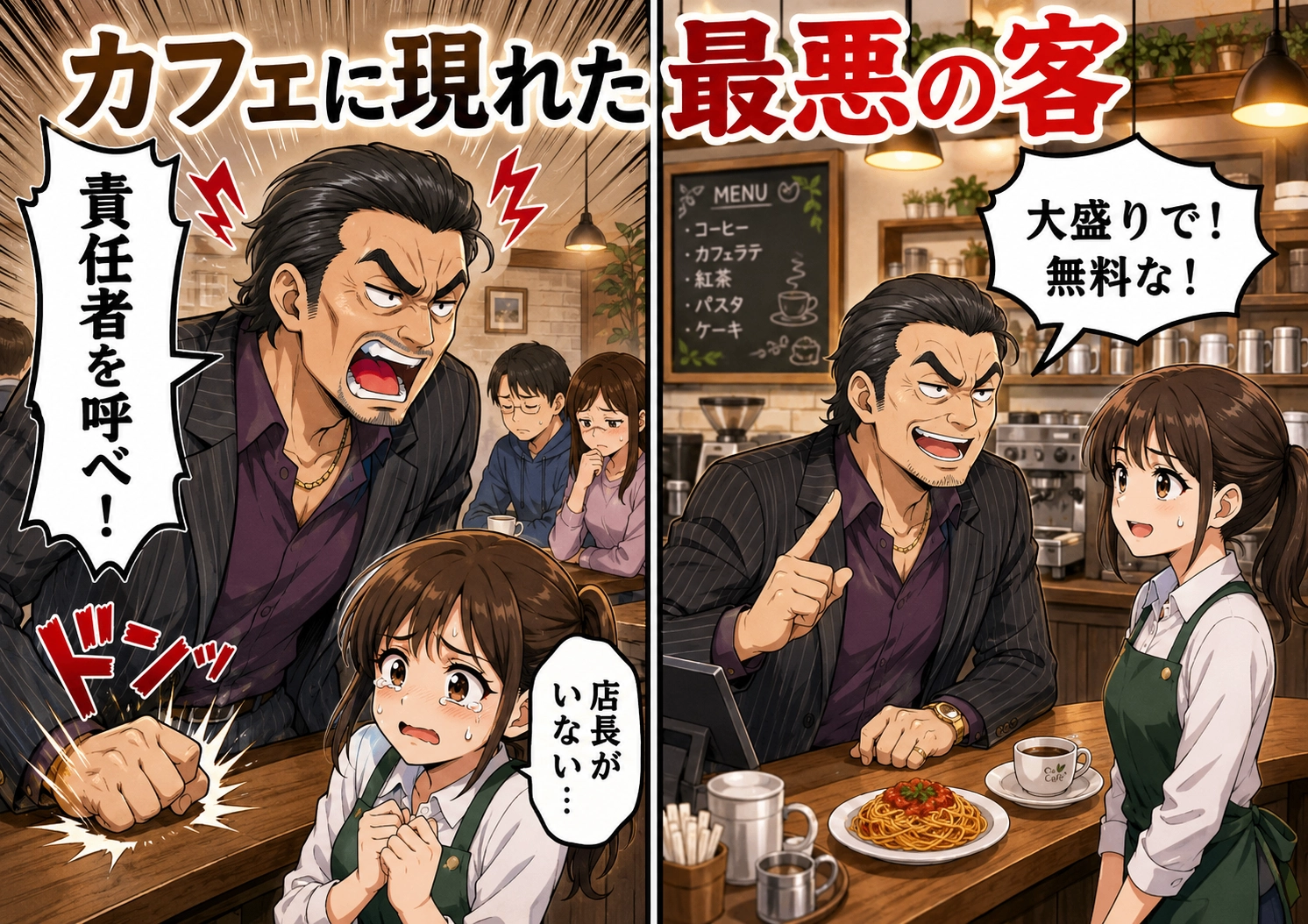 ありえない嘘で店員を困らせる悪質クレーマー!「前まで大盛りタダだっただろ!」店長不在のピンチに現れたまさかの人物とは!?のメイン画像