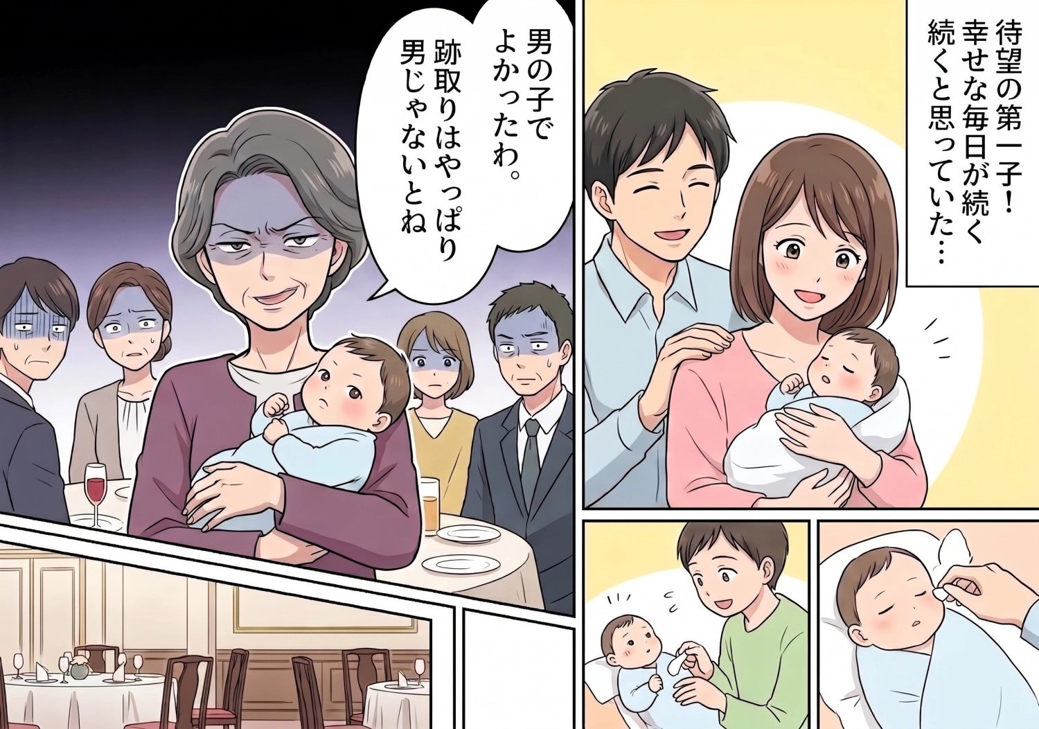 第一子の男の子を出産し、幸せの絶頂にいた私。しかし、親戚が集まるお祝いの席で、義母が放った「耳を疑うような一言」によって、その場の空気は一変してしまい・・・のメイン画像