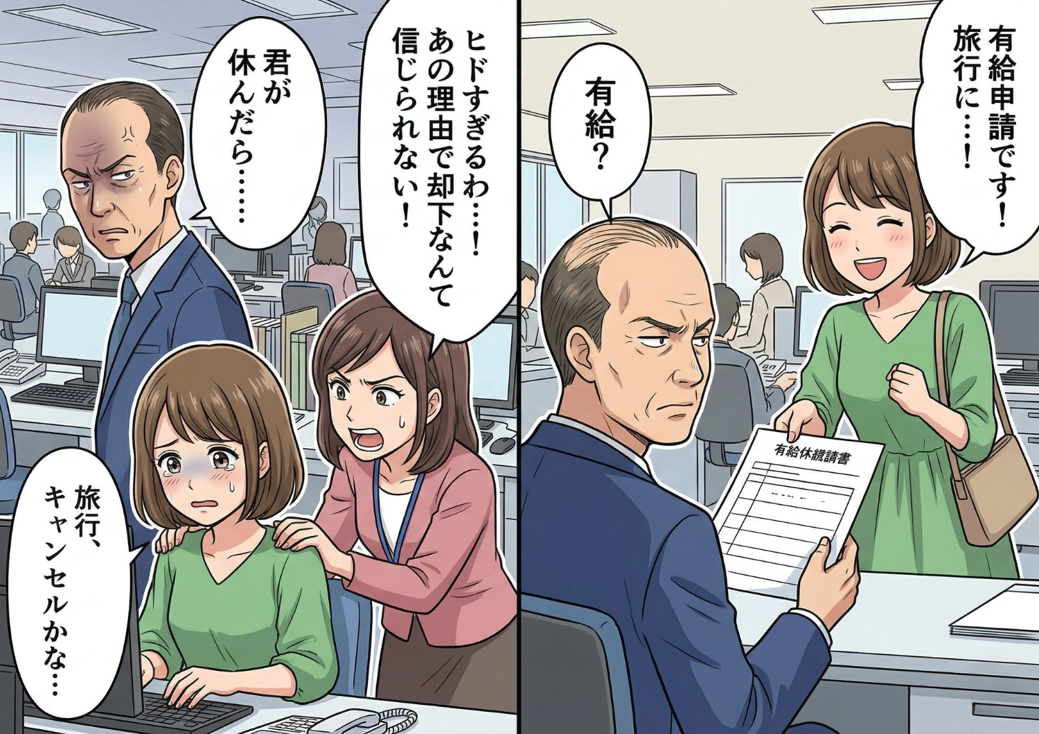 「君が休んだら誰がお茶汲みするの？」有休を完全拒否する時代錯誤なパワハラ課長に絶望・・・しかし数日後、職場を揺るがす想定外の事態が発生し、事態は思わぬ方向へ！？のメイン画像
