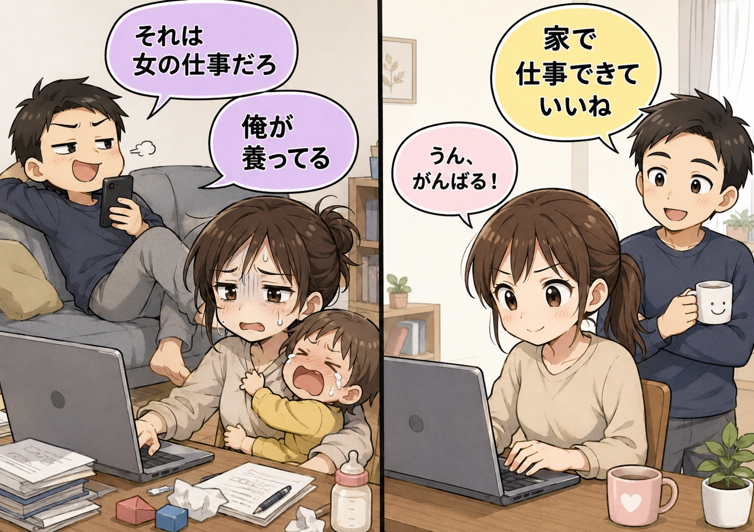 「それは女の仕事」と家事も育児も押しつけるモラハラ夫。大黒柱気取りの彼を、在宅ワークの妻が見返した結末とはのメイン画像