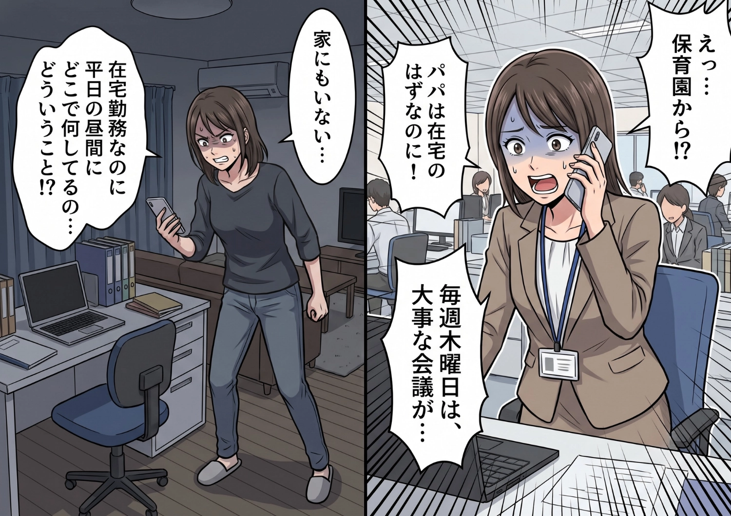 決まりを破り、娘の緊急連絡に気づかない在宅ワークの夫。会議を諦め帰宅した私が見た、信じられない裏切りの証拠とは？のメイン画像
