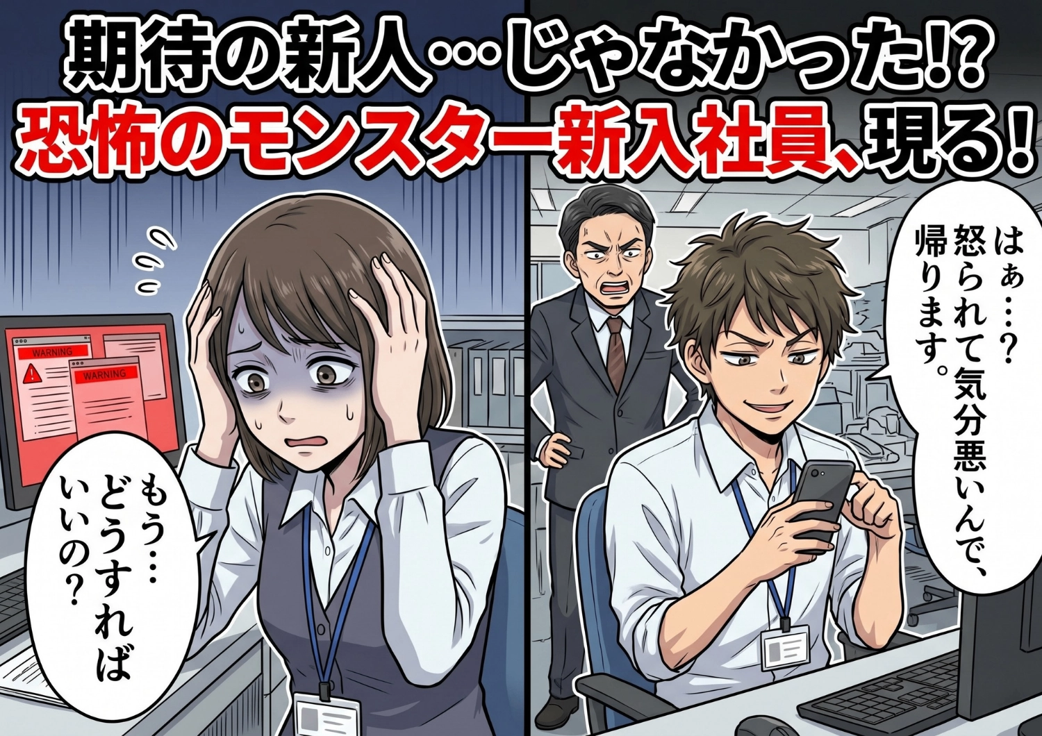 連絡無視は当たり前！？職場の空気を凍らせる「モンスター新入社員」に振り回される日々・・・彼のあり得ない大失敗が引き起こした、予想外すぎる結末とは？のメイン画像