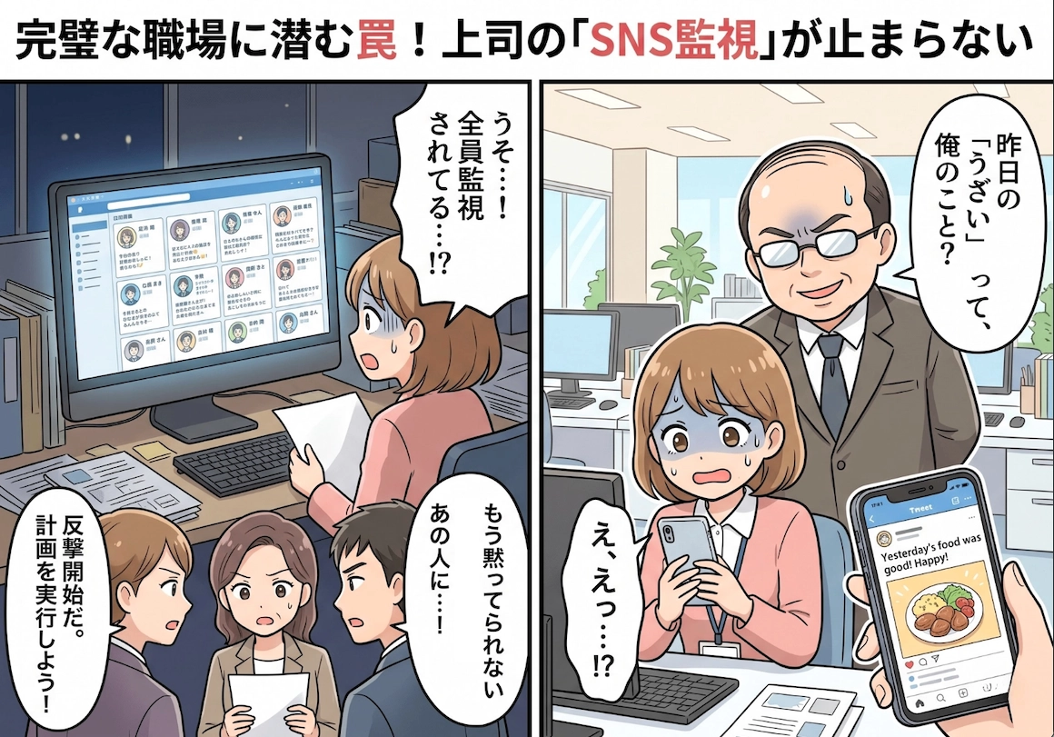 部下のSNSを24時間監視し「俺のこと?」と詰め寄る自意識過剰な上司・・・ついに限界がきた部下たちが仕掛けた“一斉投稿”の罠と、会議室で起きた予想外の結末とは?のメイン画像