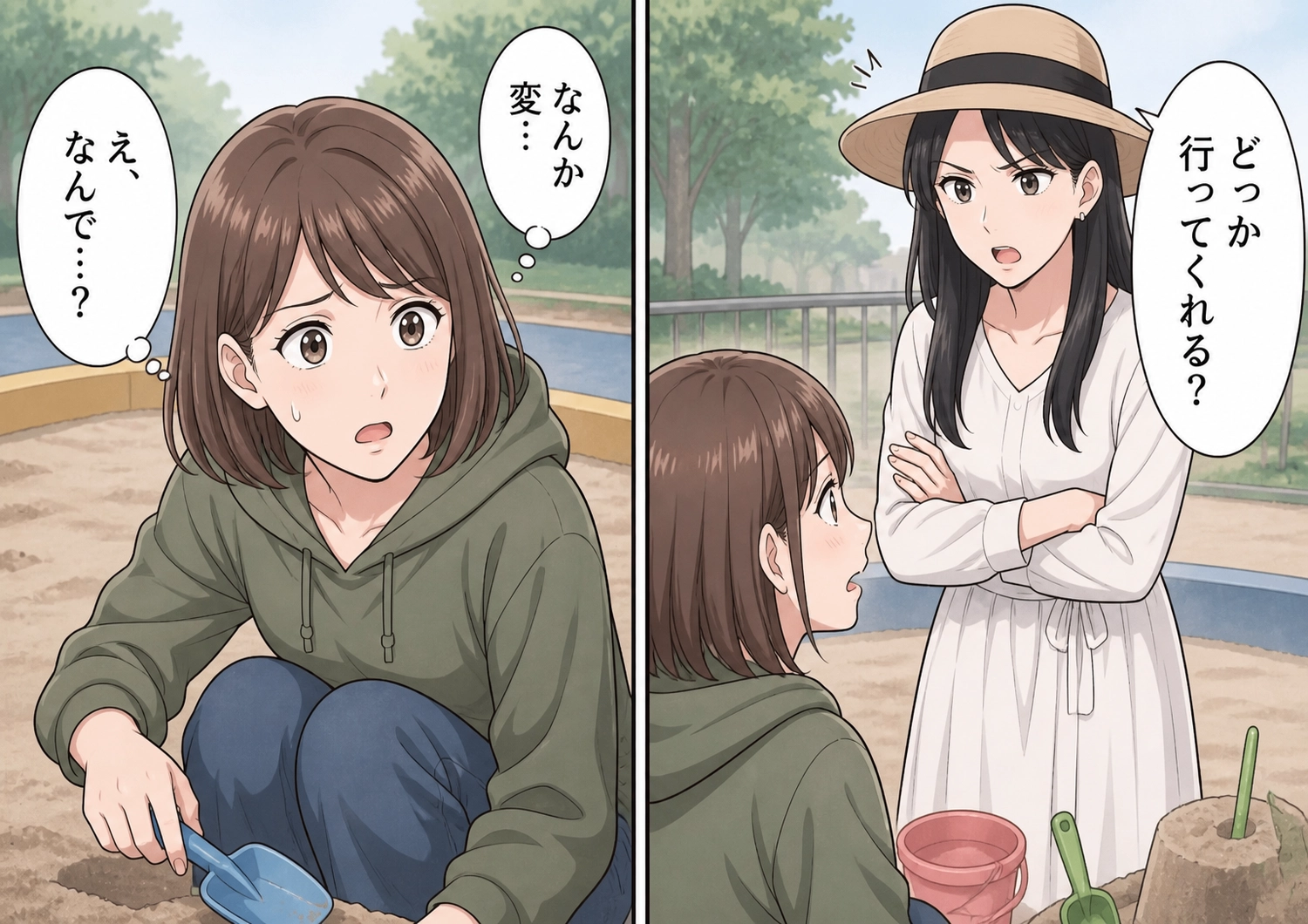 「娘が嫌がってるからどっか行って」砂場で遊ぶ息子を追い払い、他のママたちに「あの子乱暴よ」と言いふらす母親!ところが女の子は、帰り際に私の顔をじっと見つめて・・・のメイン画像