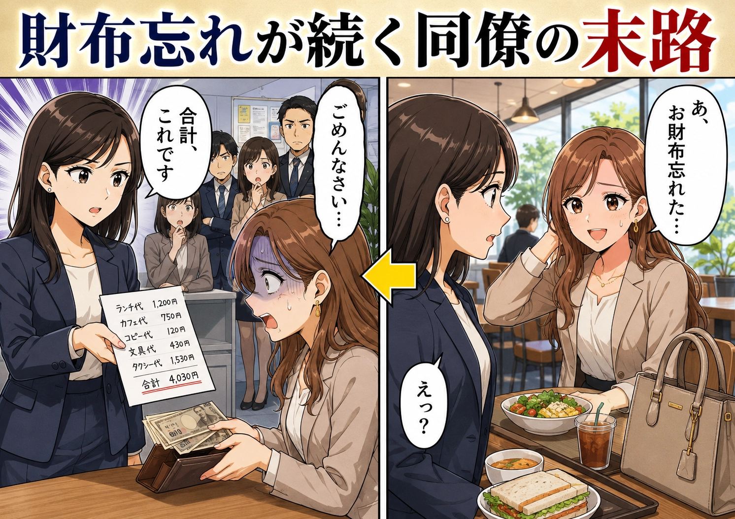 「今日も財布忘れた」ランチ代を一度も払わない同僚に限界！怒りの罠を仕掛けた私が、数年後に知る〝まさかの真実〟とは！？のメイン画像