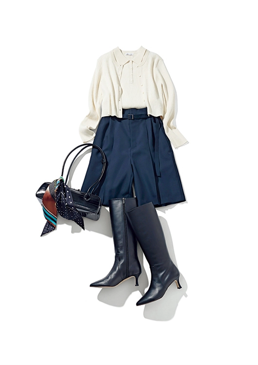大人の女性が似合うショートパンツの通勤コーデ