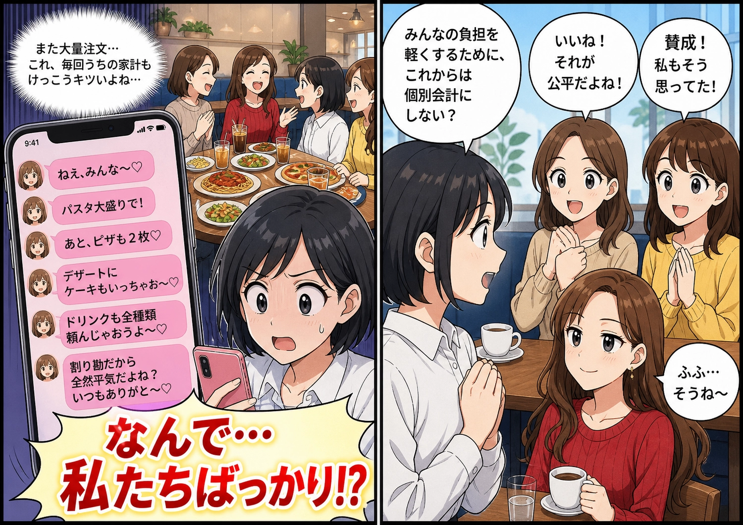 ママ友ランチ会での割り勘問題に驚愕の展開！のメイン画像
