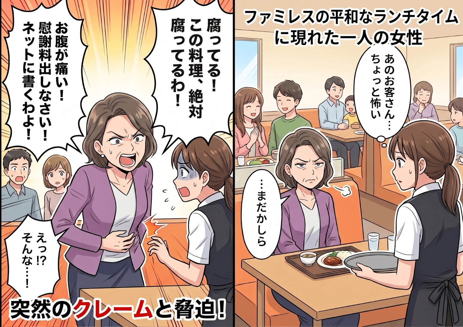 「慰謝料払わないなら口コミに書くわよ！」ファミレスに現れた最悪のクレーマー。理不尽な要求に毅然と対応した結果、女が迎えた予想外の結末とは・・・？のメイン画像