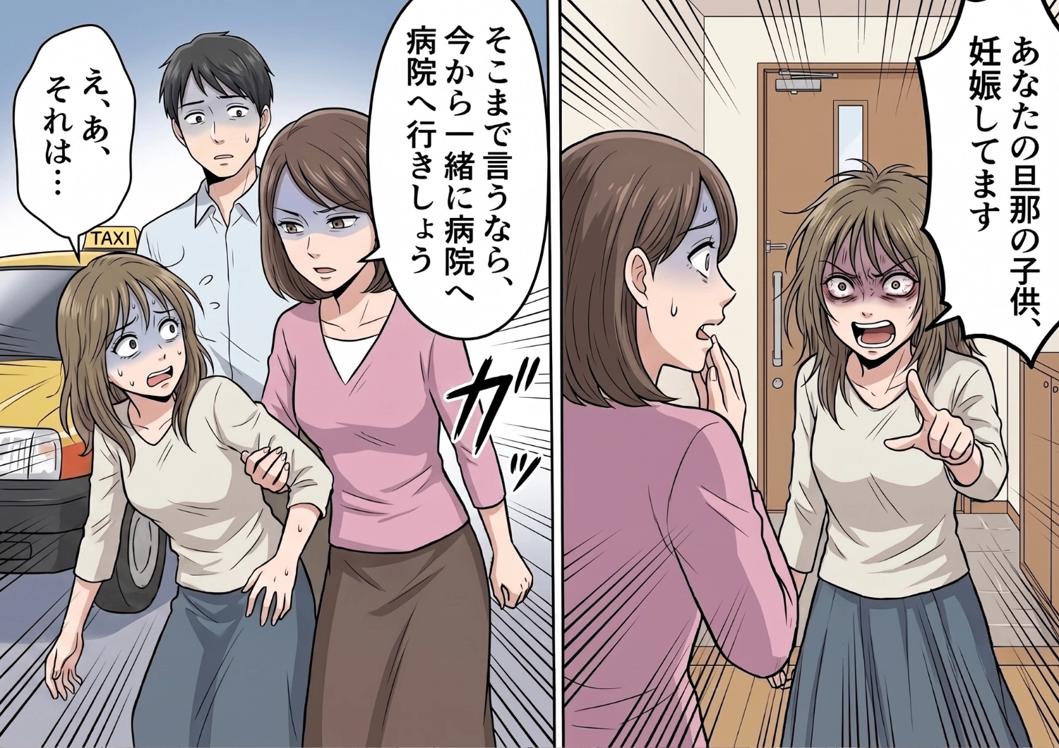 「旦那の子を妊娠した」休日に怒鳴り込んできた謎の女!証拠を暴くため産婦人科へ連行した妻が知った、あまりに恐ろしい真実とは!?のメイン画像