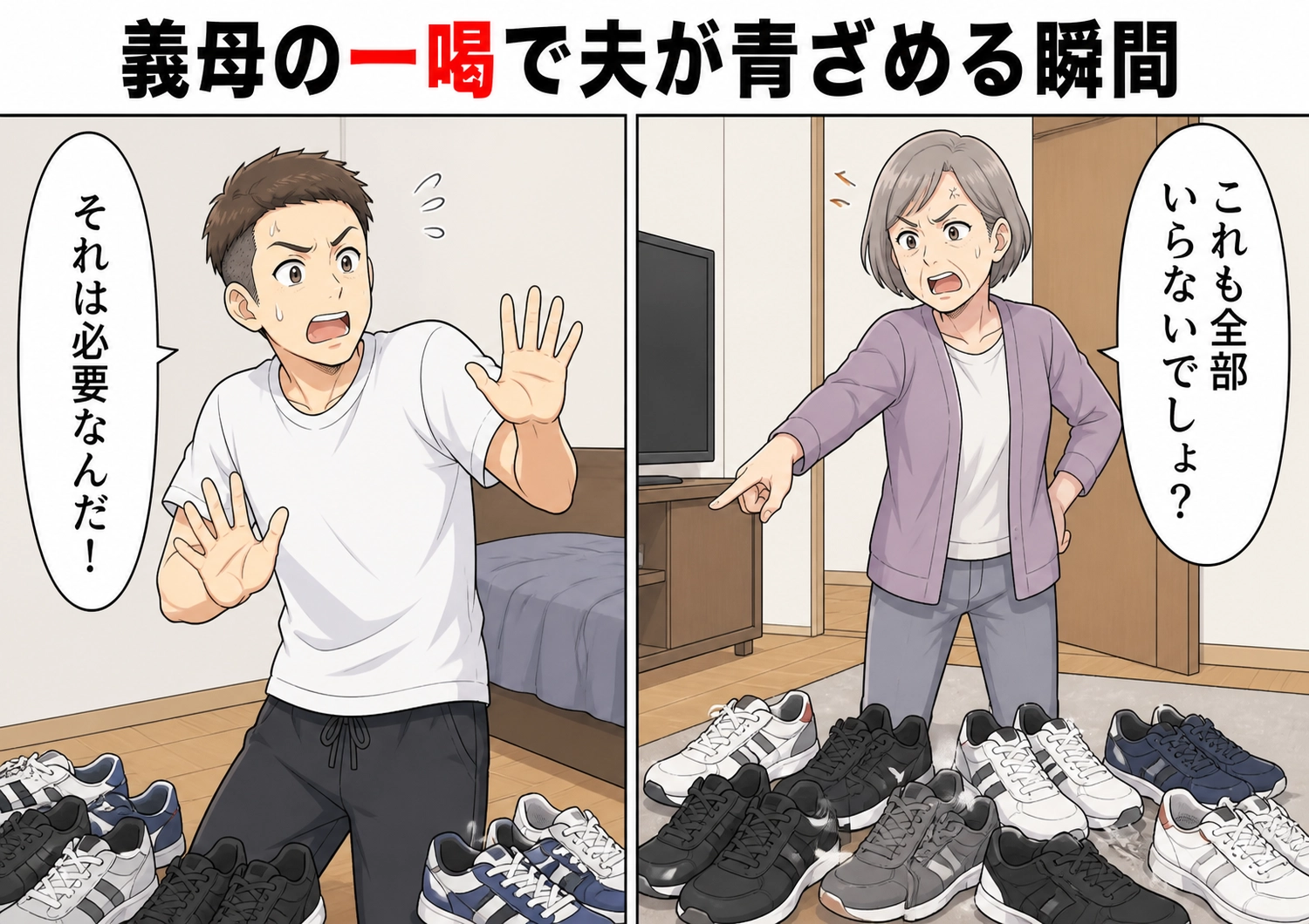後編／「テレビも電子レンジもいらない！全部捨てたよ」ミニマリストに目覚めて家電を勝手に処分した夫！私の服やバッグまでフリマアプリに出品→自分のスニーカーやゲーム機は手放さないのである作戦に出ると・・・のメイン画像
