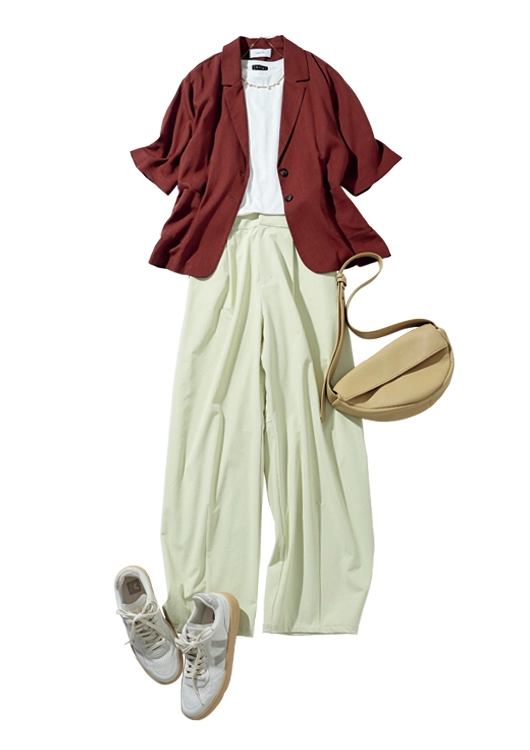 通勤に馴染むカラーパンツコーデ