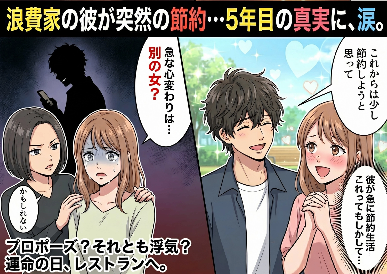浪費家の彼氏が突然の「節約宣言」！交際5年目、ついに結婚の準備かと期待した私を待ち受けていた、信じられない衝撃の真実とは！？のメイン画像
