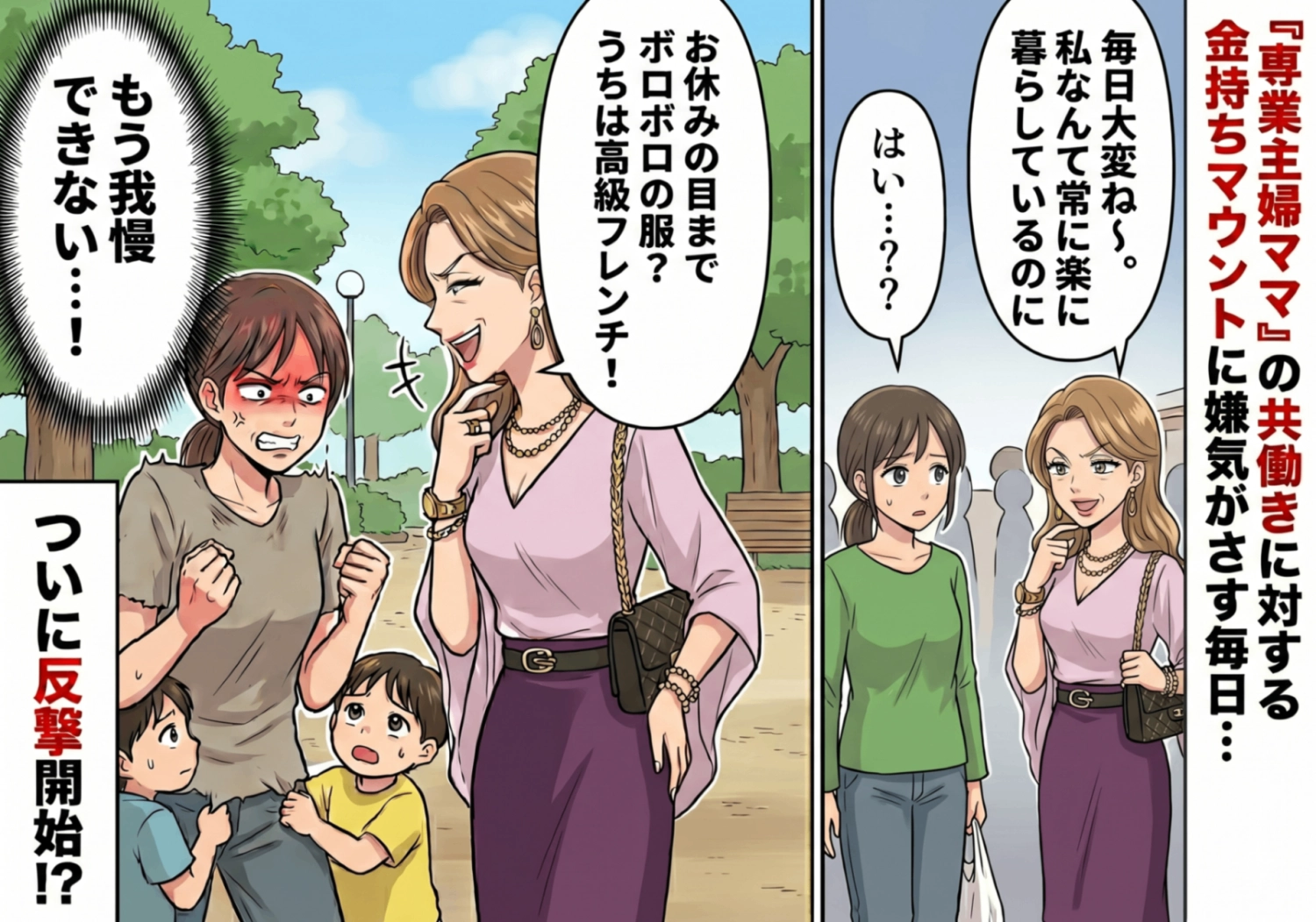 「共働きなんて可哀想」毎日マウントをとってくる専業主婦のママ友。我慢の限界を迎えたある日、思わぬ人物が登場して事態は急展開に・・・！？のメイン画像
